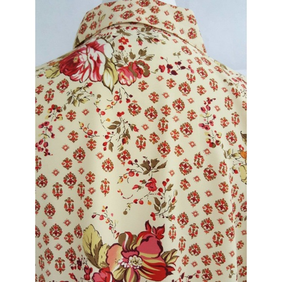 Claudia Richard Floral Silky Blouse Top L Red Rose - Picture 7 of 11